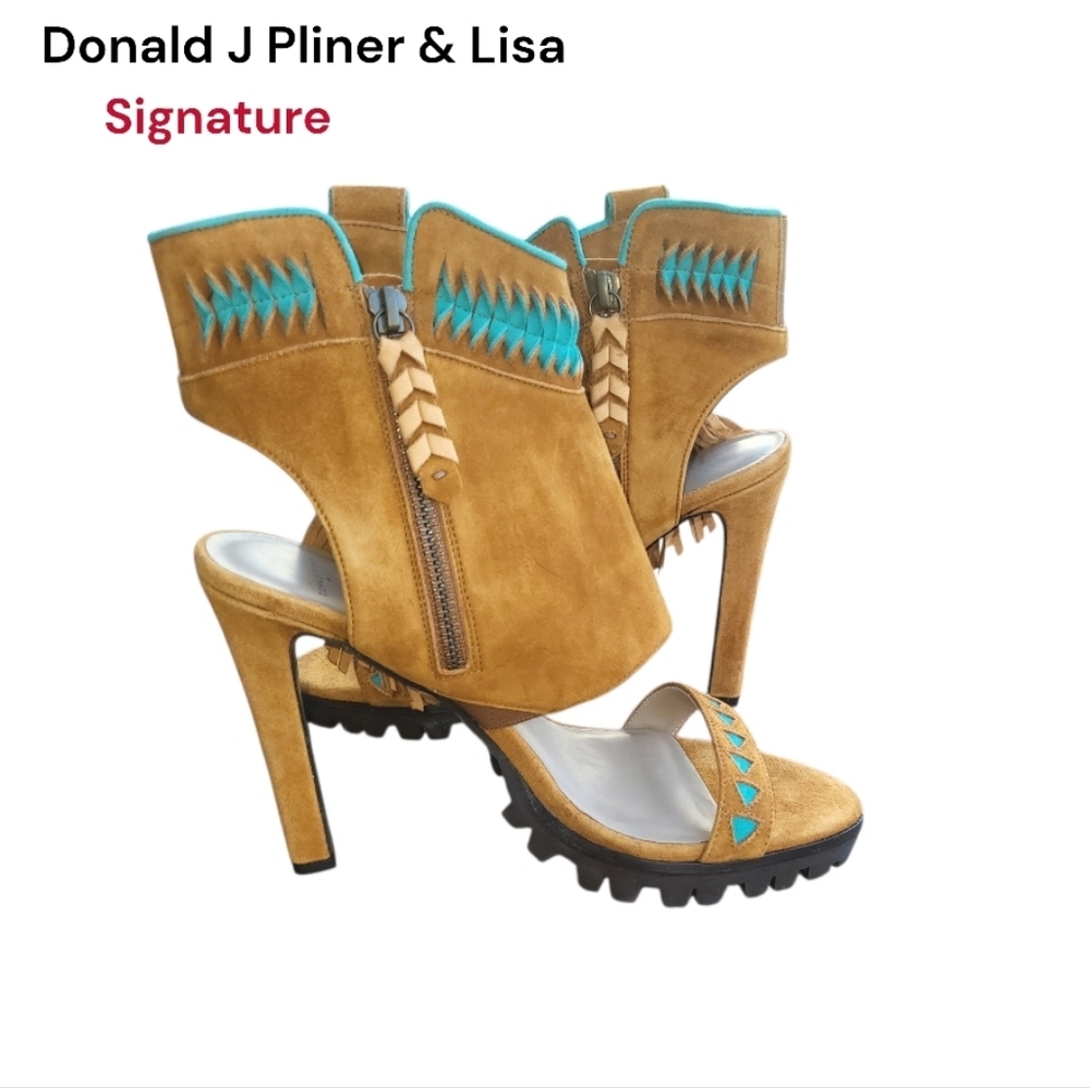 Rare Donald Pliner Lisa Signature Inux Boho Bohemian Native Fringe Stiletto 8 - Picture 4 of 14